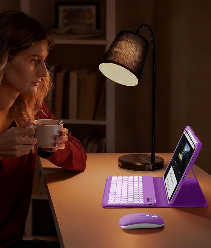 Hamile for iPad A16 Case with Keyboard - Mouse Backlit Wireless Detachable Keyboard Glitter Folio Cover with Pencil Holder for iPad 11th Gen A16 11-inch 2025 10th Generation 10.9 Inch 2022 - Purple