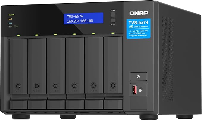 QNAP TVS-h674-i3-16G Intel Core i3 Processor, 16 GB RAM, PCIe Gen 4 expandability NAS for virtualization applications
