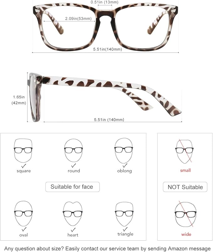 MEETSUN Blue Light Blocking Glasses Women Men, Anti Eye Strain Headache (Sleep Better),Computer Glasses UV400 Transparent Lens (Leopard tortoise-Transparent Clear Lens, 53)