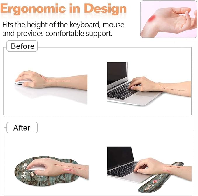 Keyboard Wrist Rest and Mouse Pad Wrist Rest Support Set with Coasters, Stay Positive Work Hard and Make It Happen Inspirational Quote Non-Slip PU Base, Perfect for Home Office Working Studying