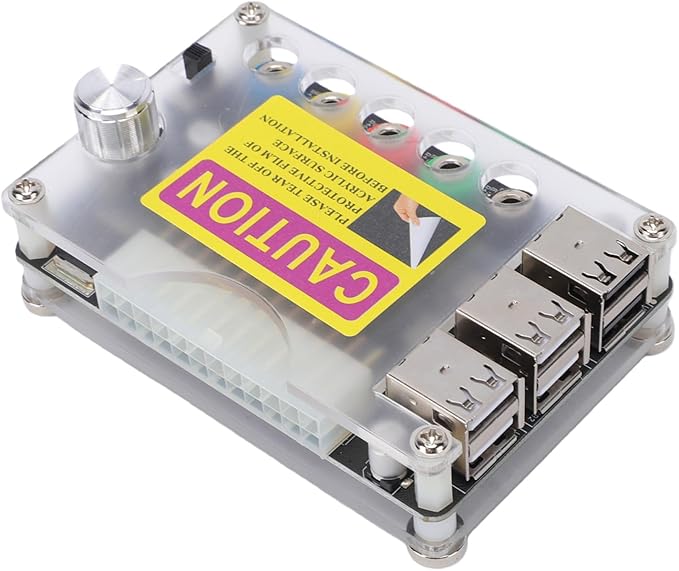 Hilitand Power Supply Expansion Board, Acrylic Enclosure with 6 USB Ports and Adjustable Voltage, for Network Communication Devices and Low Power Modules