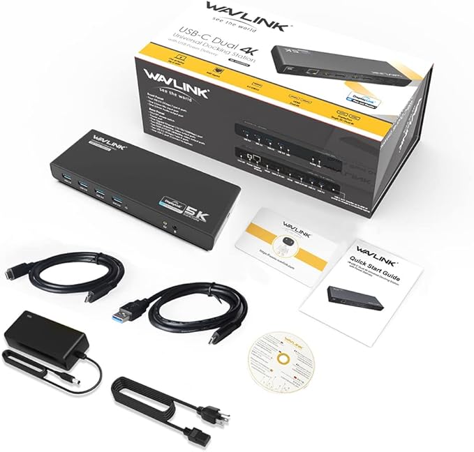 WAVLINK Universal Laptop Docking Station Dual Monitor with 65W Power Delivery for Windows Mac M1/M2, Displaylink Dock, USB C/A to Dual HDMI/DisplayPort Adapter, Gigabit Ethernet, 6 USB 3.0, Audio/Mic