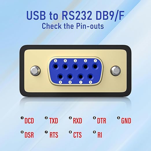 USB to RS232 DB9 Serial Cable Female Converter Adapter with FTDI Chipset for Windows 11,10, 8.1, 8, 7, Vista, XP, 2000, Linux and Mac OS X 10.6 (10ft)