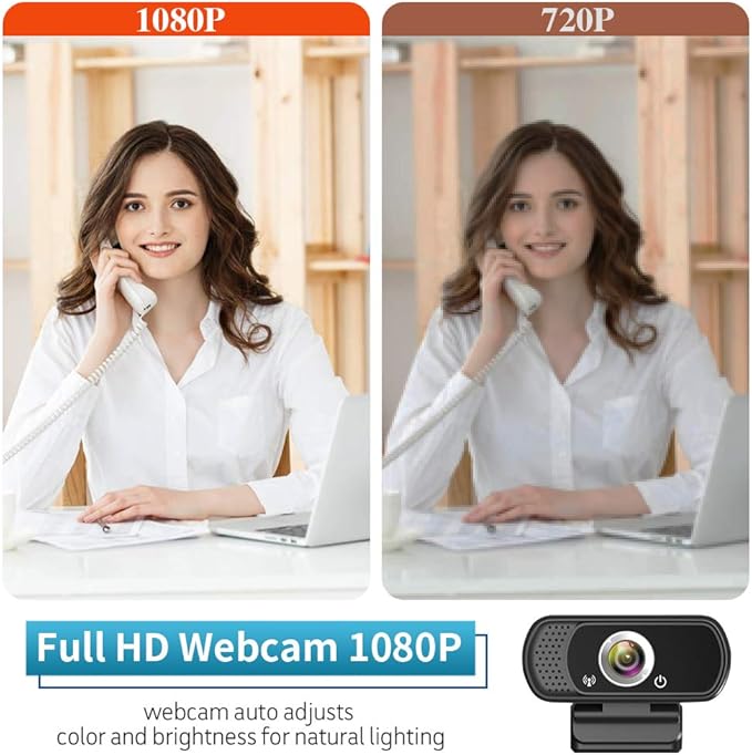 HZQDLN 1080P Webcam with Microphone, HD Webcam Web Camera with Tripod Stand, Widescreen USB Computer Camera, Streaming Mic Web cam for Online Calling/Conferencing,Facetime/YouTube Desktop Laptop PC