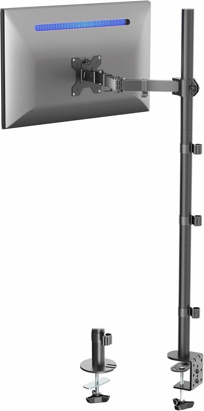 VIVO Extra Tall Single Monitor Desk Mount, 39 inch Pole VESA Stand for 13 to 32 inch Screens and up to 38 inch Ultrawides, Holds 22 lbs, Black, STAND-V011