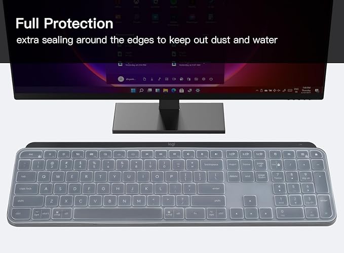 Keyboard Cover Skin for Logitech MX Keys S & MX Keys Advanced Illuminated Wireless Keyboard, Logitech Craft Advanced Wireless Keyboard Protector, (Not Fit MX Keys S for Mac), Clear