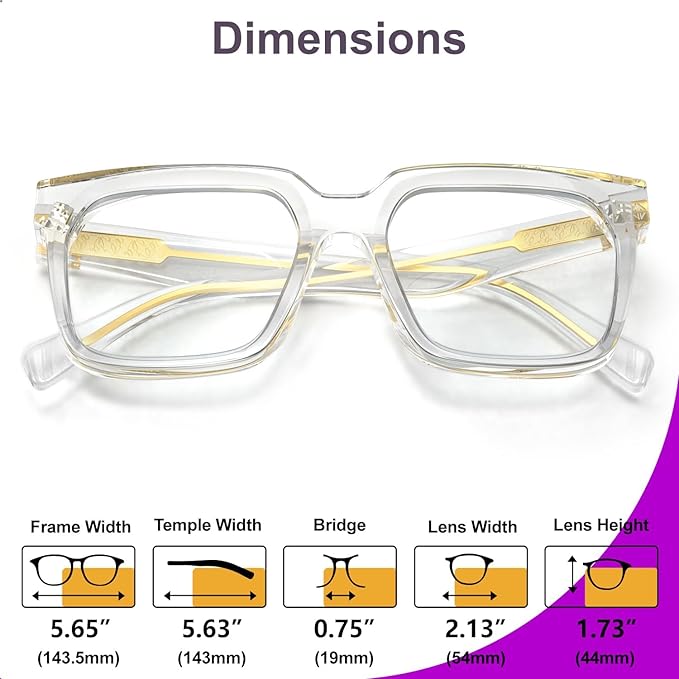 VISOONE Rectangle TR90 Blue Light Blocking Glasses Computer Eyewear with Preppy Look for Women and Men Cougar
