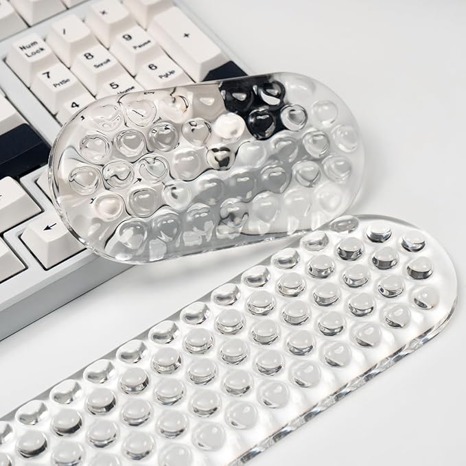 Gel Keyboard and Mouse Wrist Rest Set – Clear Cute Wrist Rest for Computer Keyboard 75% 80%, Keyboard Cushion, Comfort & Support for Typing and Gaming