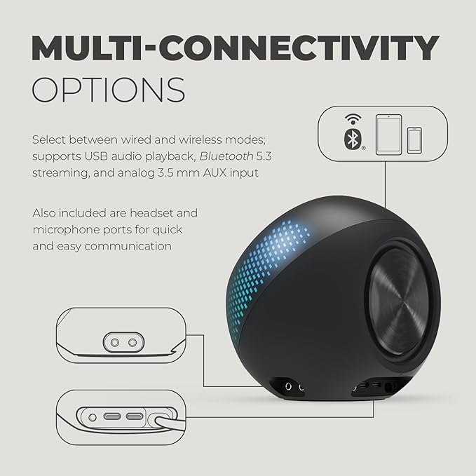 Creative Pebble X 2.0 USB-C Computer Speakers with Customizable RGB Lighting, Bluetooth 5.3, USB Audio, Up to 15W RMS Power for PC and Mac