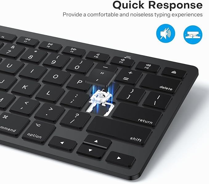 OMOTON Bluetooth Keyboard Compatible with Mac, Compact Wireless Keyboard Compatible with MacBook Pro/Air, iMac, Mac mini/Pro Laptop and PC, Dark Black
