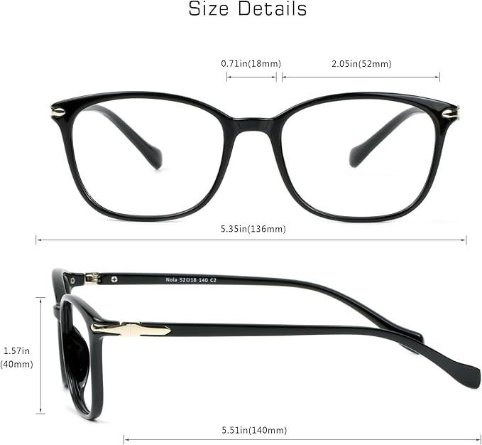 VisionGlobal Blue Light Blocking Glasses for Women/Men, Anti Eyestrain, Computer Reading, TV Glasses, Stylish Square Frame, Anti Glare(Black,No Magnification)