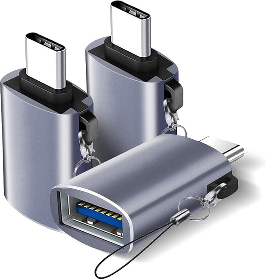 USB C to USB Adapter, USB C Male to USB 3.0 Female Adapter (3-Pack), Type C Thunderbo lt 4 OTG Converter for iPhone 15 Max Apple MacBook, iPad, Samsung Galaxy S24 S23 Dell XPS and More Type C Devices
