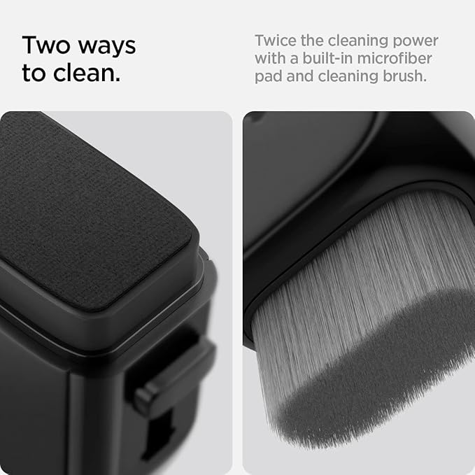 ﻿Spigen EZ Slide & Brush Screen Cleaner for Tesla Model Y 2025/26 (Juniper) & 3/Y/S/X/Cybertruck and Screens, Phones, Laptops, Tablets (Extra Microfiber Pad Included) [Black]