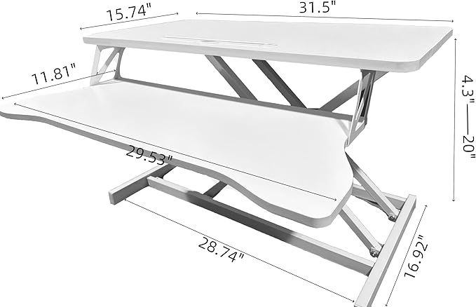 Instant Ergonomic Standing Desk Converter - 32" Wide, No Assembly, Sit-Stand Workstation for Pain Relief & Productivity (White)