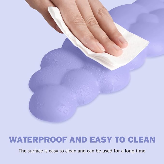 Cloud Keyboard Wrist Rest and Mouse Pad with Wrist Support Set, Ergonomic PU Leather Mousepad, Pain Relief Memory Foam Non-Slip for Computer,Laptop,Lavender Purple