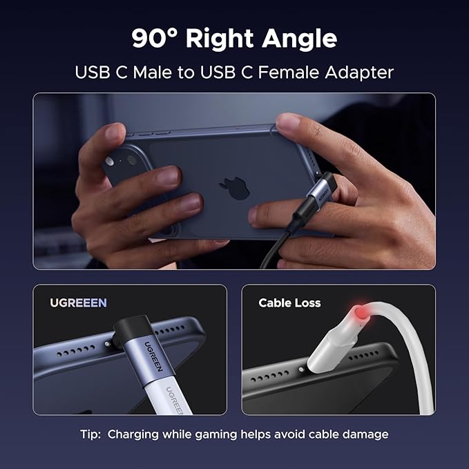 UGREEN 90 Degree USB C Adapter 3 Pack,Right Angle USB C Male to Female Adapter[40Gbps,240W,8K 60Hz] Compatible for Switch 2,Steam Deck,ROG Ally,MacBook,iPhone 17/16,iPad,Thunderbolt 4