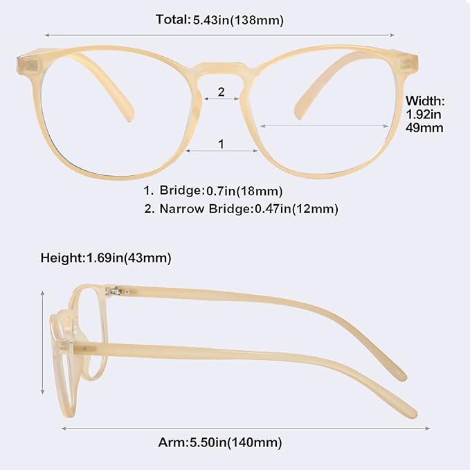Blue Light Blocking Glasses Women/Men,Retro Round Anti Eyestrain Computer Gaming Glasses(Black+Beige)