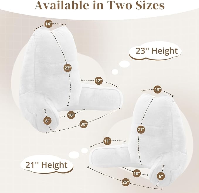 Sasttie Reading Pillow, Pillows for Reading or Relaxing – Ergonomic Support for Head, Neck, Back, and Lumbar, 21-Inch, White