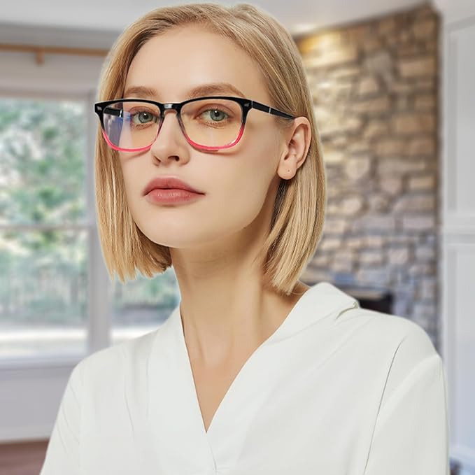 Henotin 4-Pack Blue Light Blocking Reading Glasses Women Men,Spring Hinge Computer Readers,Anti UV Ray Square Nerd Eyeglasses (Mixed Color-A, 1.75)