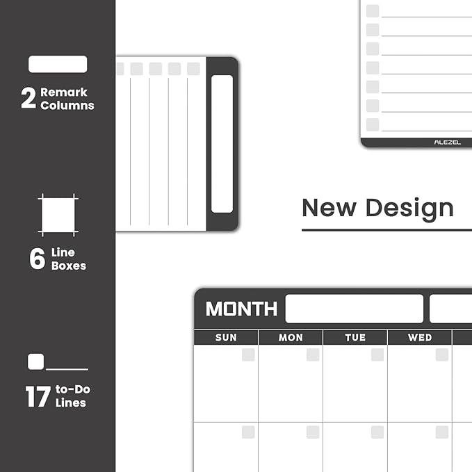 Dry Erase Calendar for Fridge Magnetic, Refrigerator Calendar Whiteboard Set - Vertical Dry Erase Refrigerator Calendar Planner with 2 List Boards, 4 Markers + Eraser