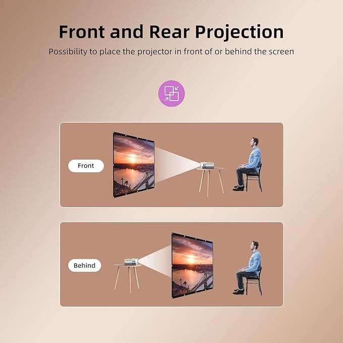 100inch Projector Screen Indoor Outdoor - Salange White Projection Screen 4K 3D HD,16:9, Foldable Wrinkle-Free and Double Sided Screen for Outside, Home, Backyard, Classroom (100 inch)
