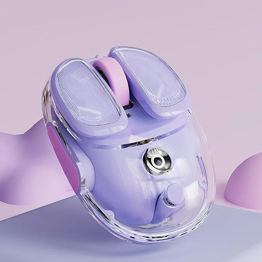 EWEADN Q9 Wireless Clear Mouse Dual Mode Bluetooth & 2.4G USB Computer Mouse with RGB Lighting, Silent Clicks, Multi-Device Compatibility for Laptop, PC, MacBook, iPad Cute Mouse-Purple