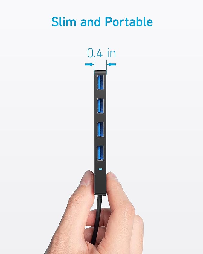 Anker USB C Hub 4 Ports, Multiple USB 3.0 Hub with 5Gbps Data Transfer, Extender for Type C Port Laptop, PC, Desktop and More (0.7 ft USB-C Connector, Charging Not Supported)