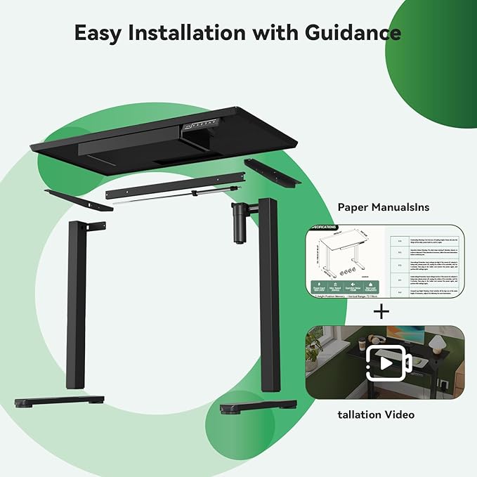 Glass Standing Desk with Drawer, Electric Sit Stand Desk with Wheels, 35×20Inch Whole Piece Height Adjustable Rising Table, Small Computer Workstation, Black