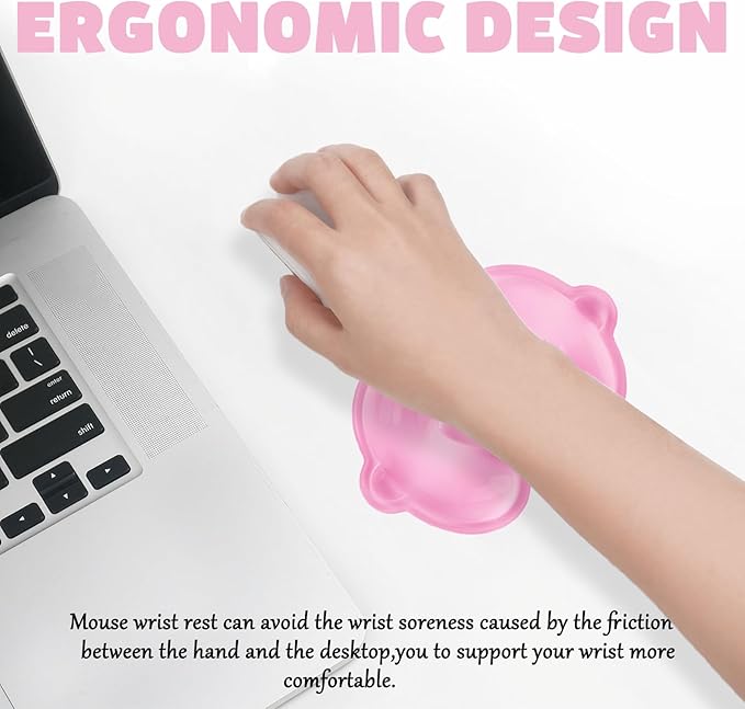 Gel Wrist Rest for Mouse Transparent Pink US Dollar Elbow Pad Cushion Ergonomic Cute Clear Cool Money Cash Bill Mouse Wrist Pad Silicone Wrist Support for Computer Keyboard Gaming Office Hand Pillow