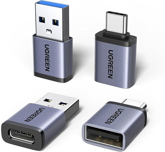 UGREEN USB to USB C Adapter & USB C to USB Adapter Combo 4-Pack, 10Gbps Type C USBC Adapter Compatible with MacBook, iPhone 17/16/15, iPad, Samsung Galaxy, Apple Watch