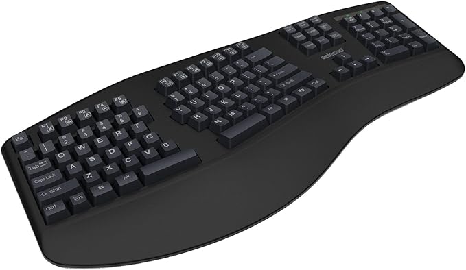 Adesso EasyTouch 150 Ergonomic Wired Mechanical Keyboard with Cherry MX Brown Switches, Integrated Palm Rest, Dedicated Copilot AI Hotkey, Full-Sized Layout with Numeric Pad for Comfortable Typing