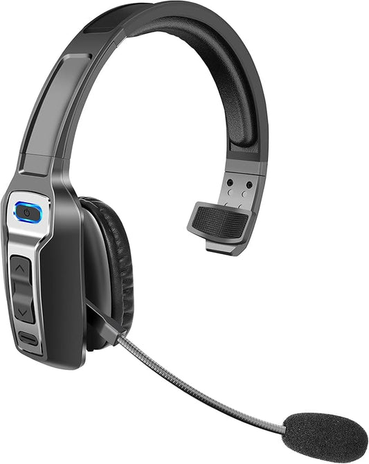 Trucker Bluetooth Headset, V5.2 Wireless Headset with Upgraded Microphone AI Noise Canceling, On Ear Bluetooth Headphone with Mute for Driver Office Call Center (Black)