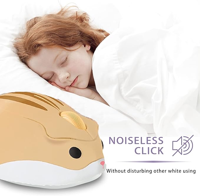 elec Space Cute Animal Hamster Shape Wireless Mouse - Silent, 3-Button Design for Laptop & PC; Includes Random Color Cable Clip - Perfect Computer Mouse