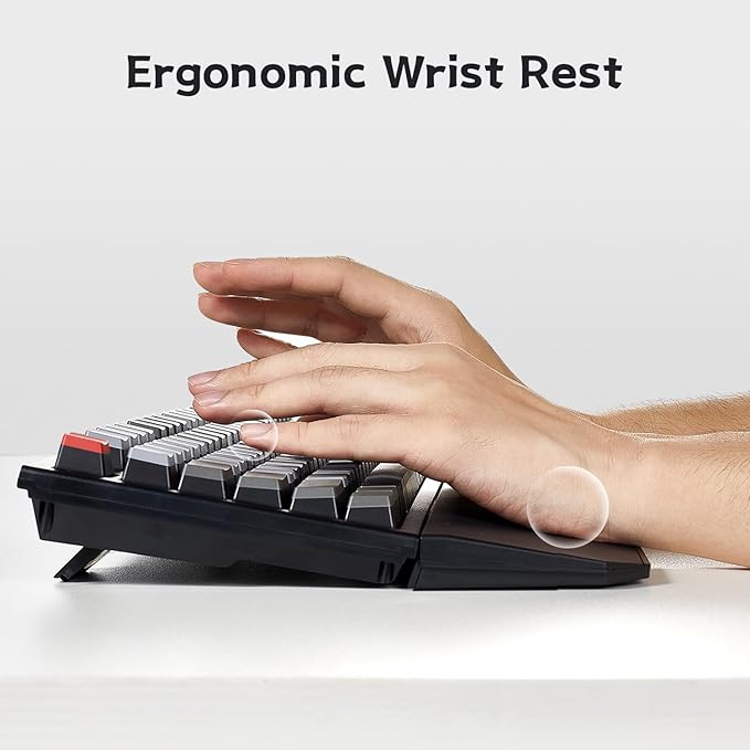 Hexgears X5 Wireless Mechanical Keyboard, Dual-Mode 2.4G/USB-C Ergonomic Full Size 108 Keys Keyboard, Kailh Box 3.0 Tactile Switch, N-Key Rollover, Backlit Gaming Keyboards with Wrist Rest (Dark)