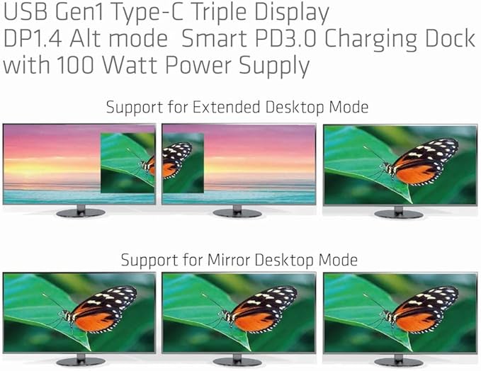 Club 3D CSV-1565 USB Gen1 Type-C Triple Display DP1.4 Alt Mode Smart PD3.0 Charging Dock with 100 Watt Power Supply