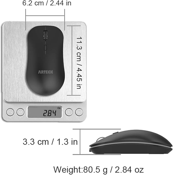 Arteck 2.4G Wireless Mouse with Nano USB Receiver Ergonomic Design Silent Clicking for Computer/Desktop/PC/Laptop and Windows 10/8/7 Build in Rechargeable Battery (Black)