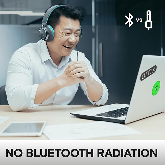 ARTIX CL750 Wired Headphones with Mic & Volume Control — Noise Isolating On-Ear Headphones for Computer and Laptop Wired, Plug in Corded Headphone with Wire (Foldable, Aux Jack 3.5mm)