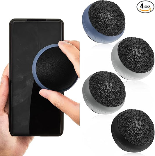 Suclain 4 Pack Touch Screen Cleaner Balls Phone Cleaning Ball Microfiber Touch Car Screen Glass Cleaner for Easter Computer Laptop Phone Monitor(Black, Blue, Dark Grey,Light Grey)