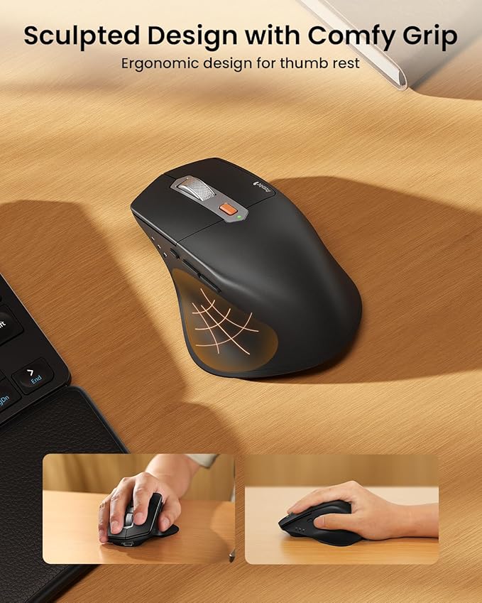 ProtoArc Bluetooth Ergonomic Keyboard Mouse, EKM04 Mini Compact Wireless Ergo Keyboard Mouse Combo, Split Design, Wrist Rest, Multi-Device, Rechargeable, for Windows/Mac - Black