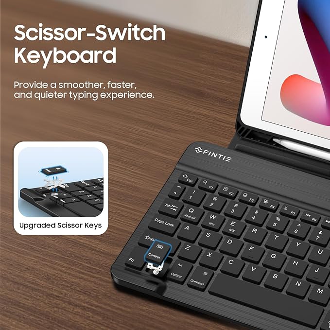 FINTIE Backlit Keyboard Case for iPad 9th / 8th / 7th Generation (2021/2020/2019) 10.2 Inch, Soft TPU Back Cover with 7 Colors Backlight Magnetically Detachable Bluetooth Keyboard, Black