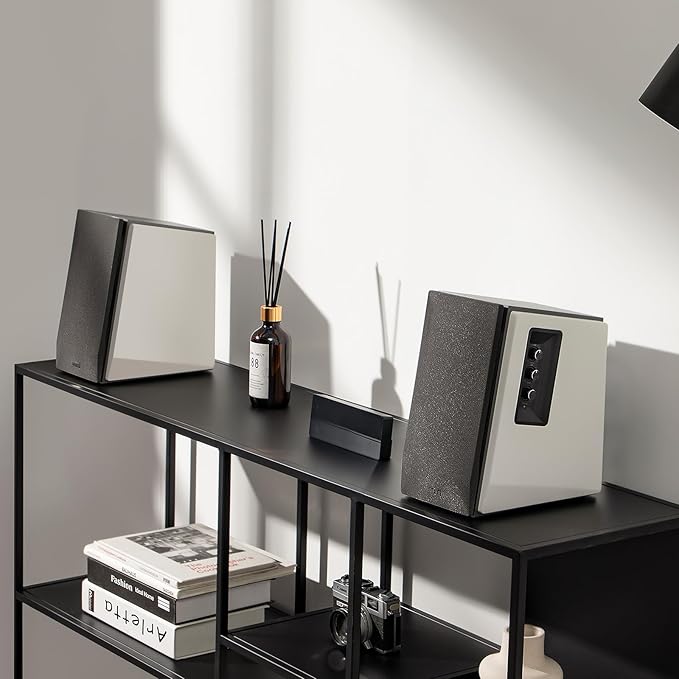 Edifier R1700BT Bluetooth Bookshelf Speaker - Active Near-Field Studio Monitors - Powered Speakers 2.0 Setup Wooden Enclosure - 66w RMS White