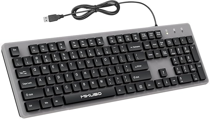 Fade-Proof Lettering Wired Keyboard Full Size - Business Office Keyboard With Laser Etched Keys, Integrated Bracket, Spill-Resistant Design 5.2ft Usb Cable For Windows Ergonomic Typing For Home Office