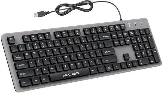 Fade-Proof Lettering Wired Keyboard Full Size - Business Office Keyboard With Laser Etched Keys, Integrated Bracket, Spill-Resistant Design 5.2ft Usb Cable For Windows Ergonomic Typing For Home Office