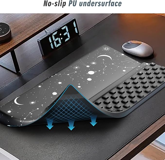 Wrist Rest with Keyboard Stand, Computer Wrist Support Pad,Ergonomic Tilted Keyboard Holder, Soft Memory Foam Desk Cushion, Palm Hand Typing for Office Home School (Starry Sky)