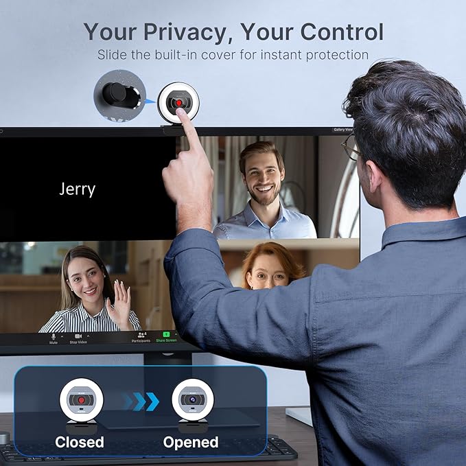 NexiGo N930E Pro, 4K Webcam with Ring Light, PDAF Autofocus, 1080P@60FPS, Dual Noise-Canceling Mics, Built-in Privacy Shutter, Web Cam for Streaming, Meeting, Gaming