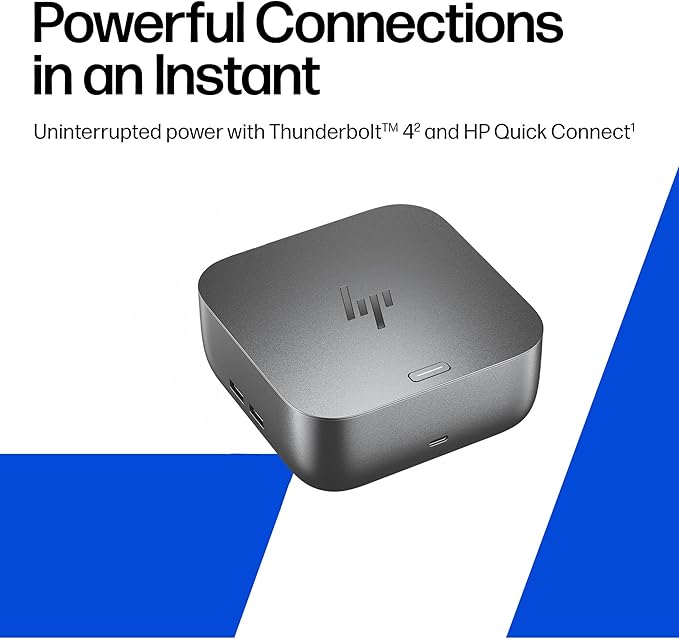 HP Thunderbolt 4 Ultra 180W G6 Dock (9X481UT), 13-in-1 USB-C Docking Station with Max 180W Charging, 4X 4K Displays, 3-Yr Warranty, RJ45, HDMI, 7 USB Ports, 2X DisplayPort for Laptop, MacOS, ChromeOS