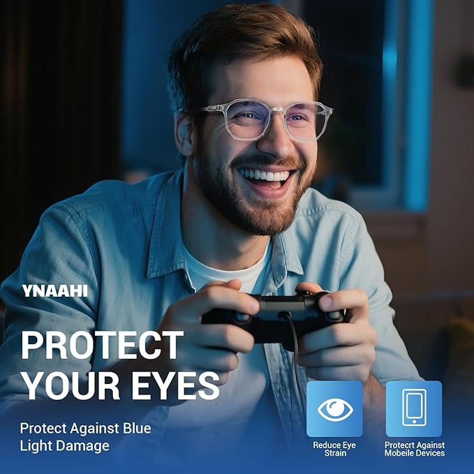 Blue Light Glasses for Men Women, 99% Blue Light Blocker, UV Protection. Ideal for Computer Use, Gaming, Reading.