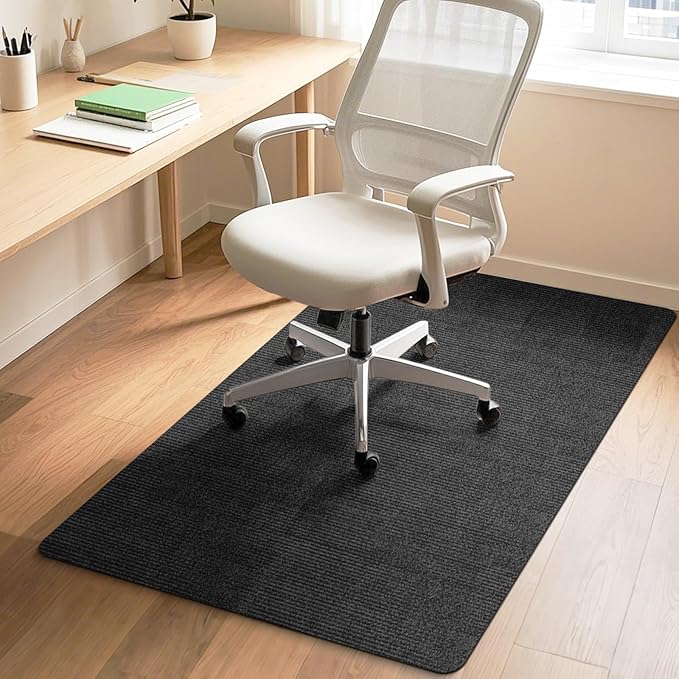 HomeMall Office Chair Mat for Hardwood and Tile Floor, 55" x 35" Computer Chair Mat, Non-Slip Floor Protector, Under Desk Mat for Rolling Chair, Black