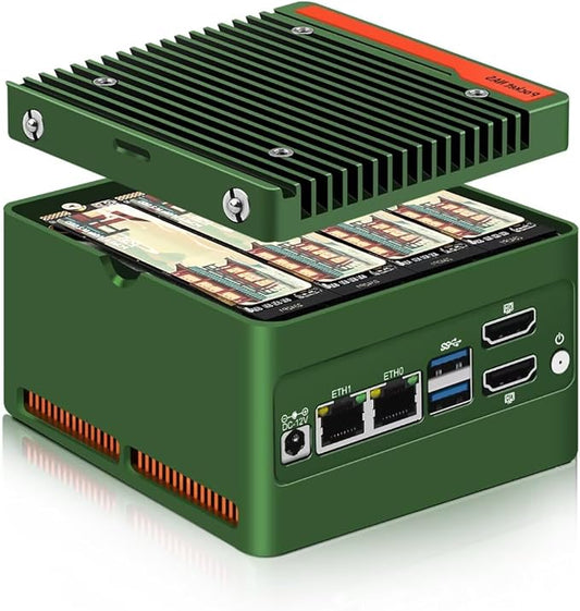 N150 Mini Pocket NAS Server 2 x i226V 2.5GbE LAN, 4 Bay Mini PC 4 x NVMe Slot, Micro Storage Device, DDR5 0GB RAM 0GB NVMe SSD, Dual 4K Display