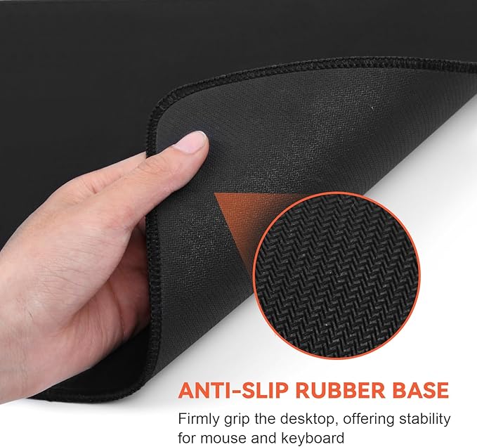 Black Mouse Pad Gaming Keyboard Pad 31.5 x 11.8 in Large Computer Mouse Pad with Anti-Slip Rubber Base and Stitched Edges, Extended Mouse Mat for Gaming Working
